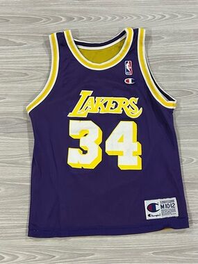 Vintage Champion Shaq O'Neal Lakers Reversible Jersey #34 Youth Medium 10-12